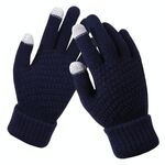Guanti invernali touch screen Donna Uomo Guanti caldi in maglia elasticizzata Guanti in finta lana addensata (blu navy)