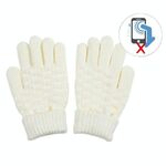 Guanti invernali touch screen Donna Uomo Guanti caldi in maglia elasticizzata Guanti in finta lana addensata (bambini bianchi)