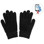 Guanti touch screen invernali Donna Uomo Guanti caldi in maglia elasticizzata Guanti in finta lana addensati a dita intere (Bambini neri)