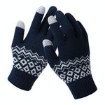 Guanti touch screen invernali Donna Uomo Guanti in maglia elastica calda Guanti in finta lana addensata (A-Blu navy)