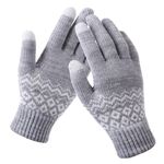Guanti touch screen invernali Donna Uomo Guanti in maglia elastica calda Guanti in finta lana addensata a dita intere (A-Grigio)