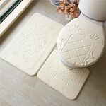 1 set set di tre pezzi flanella antiscivolo cucina bagno WC tappetino tappeto lavabile tappeto (stampa bianca)