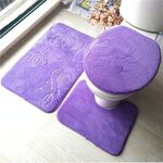 1 set set di tre pezzi flanella antiscivolo cucina bagno WC tappetino tappeto lavabile tappeto (fiore viola)
