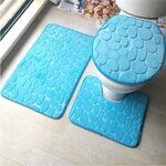 1 set set di tre pezzi flanella antiscivolo cucina bagno WC tappeto tappetino tappeto lavabile (ciottoli blu)