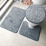 1 set set di tre pezzi flanella antiscivolo cucina bagno WC tappetino tappeto lavabile tappeto (pietra grigio scuro)