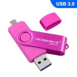 MicroDrive 16 GB USB 3.0 Telefono e computer Android Disco rotante in metallo a doppio uso (rosa)