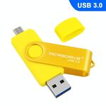 MicroDrive 16 GB USB 3.0 Telefono e computer Android Disco rotante in metallo a doppio uso (giallo)
