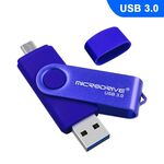 MicroDrive 32 GB USB 3.0 Telefono e computer Android Disco rotativo in metallo a doppio uso (blu)