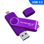 MicroDrive 32 GB USB 3.0 Telefono e computer Android Disco rotante in metallo a doppio uso (viola)