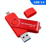 MicroDrive 32 GB USB 3.0 Telefono e computer Android Disco rotativo in metallo a doppio uso (rosso)