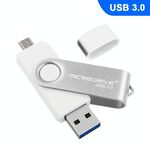 MicroDrive 32 GB USB 3.0 Telefono e computer Android Disco rotativo in metallo a doppio uso a doppio uso (bianco)