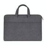 ST06 Borsa a tracolla portatile nascosta con cerniera in pelle PU impermeabile per laptop da 15,6 pollici, con cintura per valigia (grigio scuro)