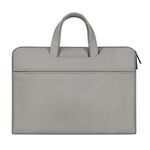 ST06 Borsa a tracolla portatile nascosta con cerniera in pelle PU impermeabile per laptop da 15,6 pollici, con cintura per valigia (grigio chiaro)