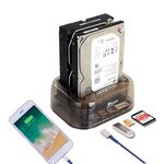 Contenitore per HDD SATA doppio USB 3.0 da 2,5 / 3,5 pollici con funzione HUB e OTB, la capacità massima di supporto: 16 TB