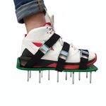 Giardino Prato Attrezzi da giardino Scarificatore di erba Scarpe chiodate con 6 fibbie in metallo (verde)