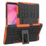 Custodia antiurto in TPU + PC con struttura per pneumatici per Galaxy Tab A 10.1 2019 T510 / T515, con supporto (arancione)