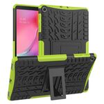 Custodia antiurto in TPU + PC con struttura per pneumatici per Galaxy Tab A 10.1 2019 T510 / T515, con supporto (verde)