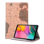 Custodia in pelle a vibrazione orizzontale con texture mappa per Galaxy Tab A 10.1 (2019) T510 / T515, con supporto, slot per schede e portafoglio, consistenza casuale