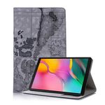 Custodia in pelle a vibrazione orizzontale con texture mappa per Galaxy Tab A 10.1 (2019) T510 / T515, con supporto, slot per schede e portafoglio, consistenza casuale