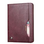 Custodia in pelle a vibrazione orizzontale con struttura in pelle impastata per Galaxy Tab A 8 2019 P200 / P205, con cornice per foto e supporto, slot per schede e portafoglio (rosso vino)