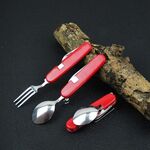 Stoviglie per esterni Cucchiaio / Forchetta / Coltello / Apribottiglie in acciaio inossidabile 4 in 1 Set di posate pieghevoli multifunzionali