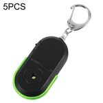5 PCS Portable Anti-Lost Alarm Key Finder Wireless Whistle Sound LED Light Locator Finder (verde)
