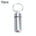 10 pz portatile sigillato in lega di alluminio impermeabile bottiglia di pillola di pronto soccorso con portachiavi (argento)