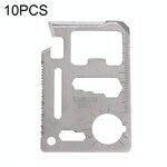 10 pezzi 11 in 1 taglierina per schede per utensili in acciaio inossidabile multifunzione portatile da esterno con custodia in pelle, dimensioni: 6,9 x 4,5 cm (argento)