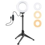 PULUZ 4.7 pollici 12 cm USB 3 modalità Dimmerabile LED Anello Vlogging Fotografia Luci video + Supporto per treppiede da tavolo con testa a sfera per treppiede a scarpa fredda