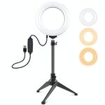 PULUZ 6,2 pollici 16 cm USB 3 modalità Dimmerabile LED Anello Vlogging Fotografia Luci video + Supporto per treppiede da tavolo con testa a sfera per treppiede a scarpa fredda