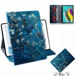 Custodia in pelle con vibrazione orizzontale motivo fiori di albicocca per Galaxy Tab S5E T720 / T725, con supporto, slot per schede e portafoglio