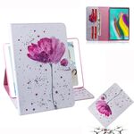 Custodia in pelle con vibrazione orizzontale motivo orchidee viola per Galaxy Tab S5E T720 / T725, con supporto, slot per schede e portafoglio