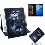 Custodia in pelle a vibrazione orizzontale motivo lupo e cane per Huawei MediaPad M5 Lite 8 / Honor Tab 5, con supporto, slot per schede e portafoglio