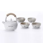 Set di tazze da tè portatile da viaggio in ceramica con manico ad anello (bianco)