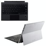1089A Tastiera Bluetooth V3.0 con ricarica magnetica + Custodia in pelle in microfibra per Microsoft Surface Pro 3/4/5/6 (nero)
