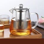 Set di tè in vetro resistente al calore grande capacità con filtro in acciaio inox per tè Kung FU, capacità: 950ml