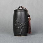 Prugna Motivo floreale in gres Lattine di tè Serbatoi di stoccaggio Servizio da tè in ceramica Accessori per la cerimonia del tè (nero)