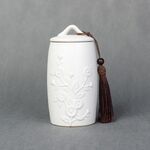 Crisantemo Motivo Gres Lattine di tè Serbatoi di stoccaggio Servizio da tè in ceramica Accessori per la cerimonia del tè (bianco)