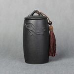 Lattine di tè in gres con motivo a punta sciolta Serbatoi di stoccaggio Set da tè in ceramica Accessori per la cerimonia del tè (nero)