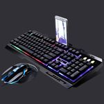 Inseguendo Leopard G700 USB RGB retroilluminato set mouse da gioco ottico e tastiera cablata, lunghezza cavo tastiera: 1,35 m, lunghezza cavo mouse: 1,3 m (nero)