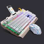Inseguendo Leopard G700 USB RGB retroilluminazione cablata set di mouse e tastiera da gioco ottici, lunghezza cavo tastiera: 1,35 m, lunghezza cavo mouse: 1,3 m (bianco)