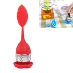 Filtri da tè in silicone a forma di foglia in acciaio inossidabile (rossi)