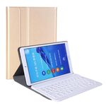 Tastiera Bluetooth rimovibile A0M5 + custodia in pelle a vibrazione orizzontale ultrasottile per Huawei MediaPad M5 e Honor Tab 5 8 pollici, con supporto (oro)