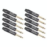 10 PCS TC202 6.35mm Spina adattatore audio per saldatura mono placcato oro (nero)