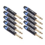 10 PCS TC202 6.35mm Adattatore audio per saldatura mono suono placcato oro (blu)