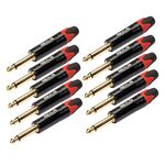 10 PCS TC202 6.35mm Spina adattatore audio per saldatura mono placcato oro (rosso)