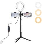 Supporto per treppiede PULUZ + asta di prolunga + staffa per doppio telefono per trasmissione live + kit di luci video per video vlogging da 6,2 pollici 16 cm LED ring