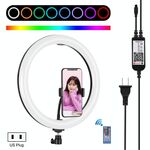 Pulluz 11.8 pollici 30 cm RGB Ring Dimmable LED Ring Vlogging Selfie Photography Photography Lights with Cold Shoe Treppiede Treppiede Testa e telefono Morsetto (nero) (spina USA)