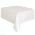 Tovaglia di plastica usa e getta Tinta unita Matrimonio Compleanno Festa Copritavolo Rettangolo Scrivania Panno per salviette (bianco)