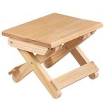 Sgabello pieghevole portatile semplice in legno massello di pino Sgabello per sedia da pesca all'aperto (24x18x19cm)